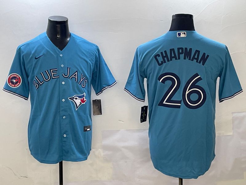 Men Toronto Blue Jays #26 Chapman Light Blue White Game 2025 Nike MLB Jersey style 2